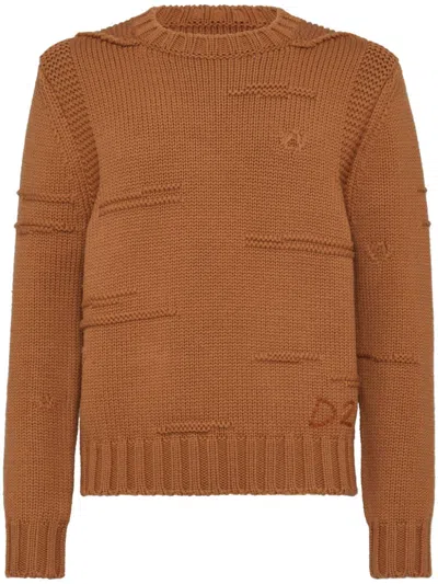 Dsquared2 Embroidered-logo Cotton Jumper In Brown