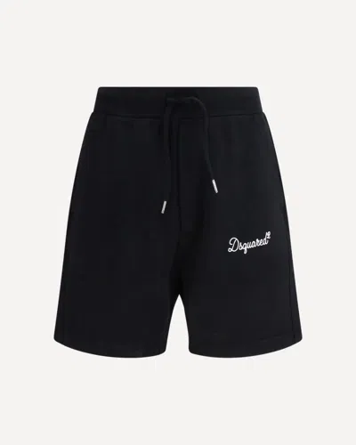 Dsquared2 Embroidered Logo Cotton Shorts In Black