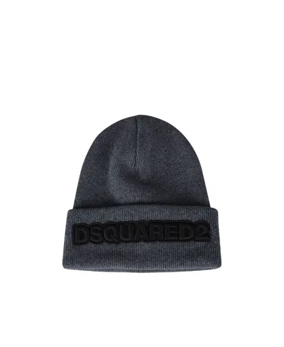Dsquared2 Embroidered-logo Knitted Beanie In Black