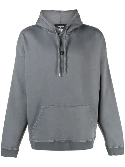 Dsquared2 Embroidered-logo Long-sleeve Hoodie In Grey