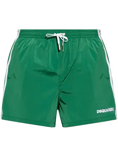 Dsquared2 Embroidered Logo Swim Trunks In Green