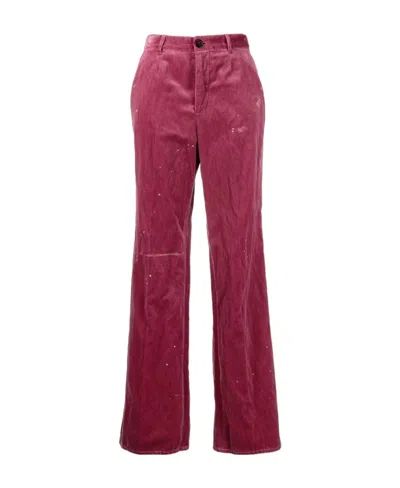DSQUARED2 DSQUARED2 LOGO EMBROIDERED VELVET TROUSERS