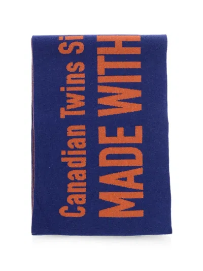Dsquared2 Embroidered Logo-print Scarf In Blue
