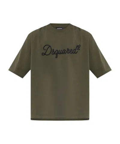 Dsquared2 Embroidered Loose Fit T-shirt In Brown