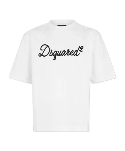 Dsquared2 Embroidered Loose Fit T-shirt In White