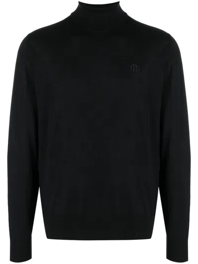 Dsquared2 Embroidered Monogram Roll Neck Jumper In 黑色