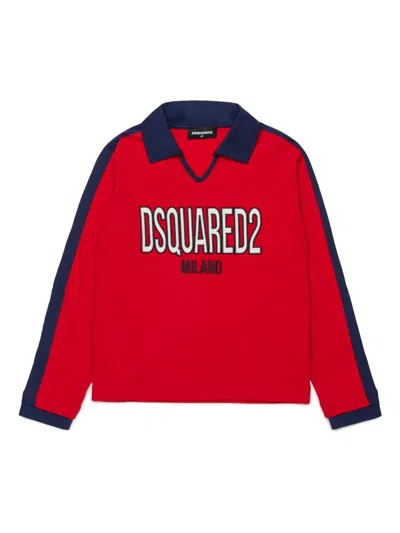 Dsquared2 Kids' Embroidered Polo Shirt In Red