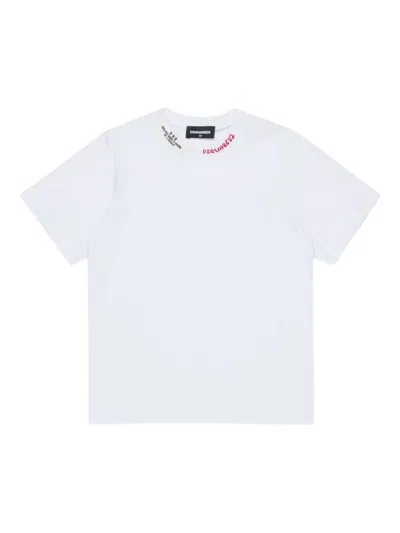 Dsquared2 Kids' Embroidered Slouch T-shirt In White