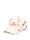 Dsquared2 Embroidered Studded Cap In White