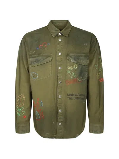 Dsquared2 Embroidered Studded Shirt In Green