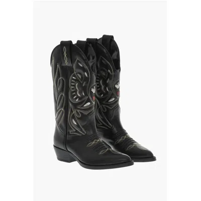 Dsquared2 Embroidered Vintage Leather Texan Boots