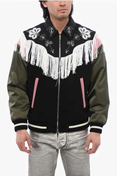 DSQUARED2 EMBROIDERED WESTERN BOMBER WITH FRINGES