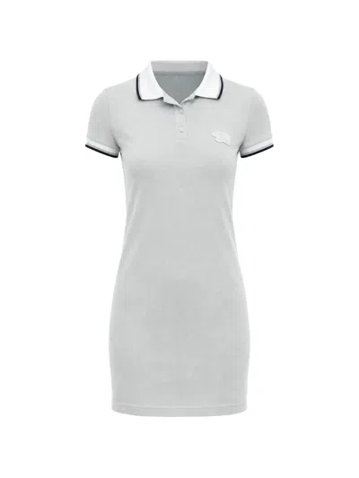 Dsquared2 Embroidered-logo Cotton Mini Polo Dress In Gray