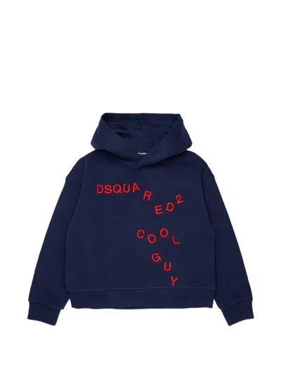 Dsquared2 Kids' 로고 자수 후디 In Blue