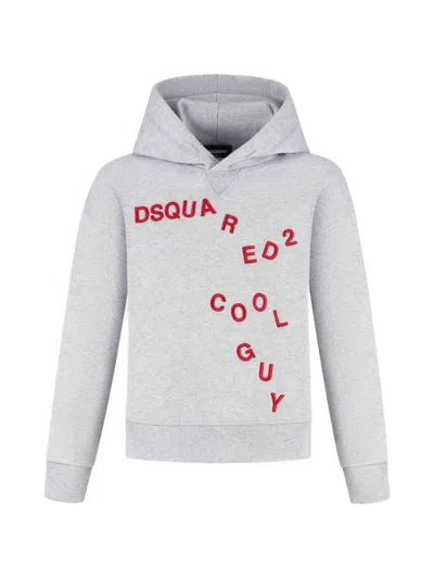 Dsquared2 Kids' Embroidered-logo Hoodie In Grey