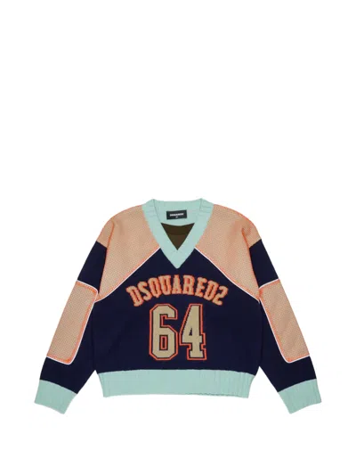 Dsquared2 Embroidered-logo Sweater In Blue