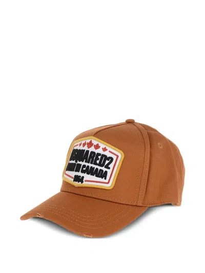 Dsquared2 Embroidered-patch Distressed Baseball Cap In Brown