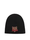 Dsquared2 Wool Beanie With Front Embroidery In Black
