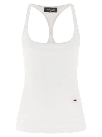 Dsquared2 Women Embroidery Tank Top In White