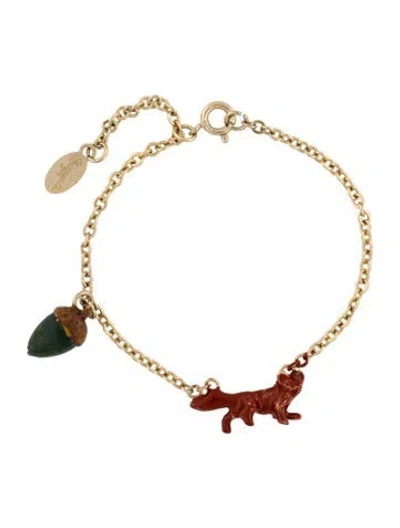 Pre-owned Dsquared2 Enamel Squirrel & Acorn Charm Link Bracelet, 6.75" In Multi