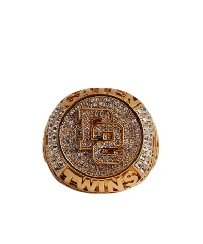 Dsquared2 Engraved Crystal-embellished Ring In Yellow