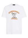 Dsquared2 Playful Graphic Print Cotton T-shirt In White