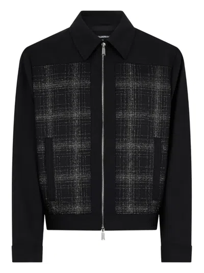 Dsquared2 Evening Check Bomber Jacket In Black