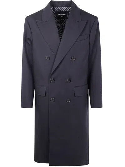 Dsquared2 Evening Double Breast Coat In Blue