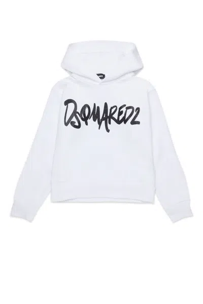 Dsquared2 Evening Sweatshirt With Branded Logo In White
