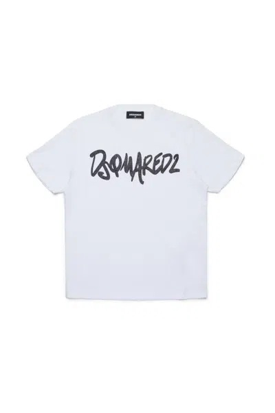 Dsquared2 Evening T-shirt With Glittered Logo In White