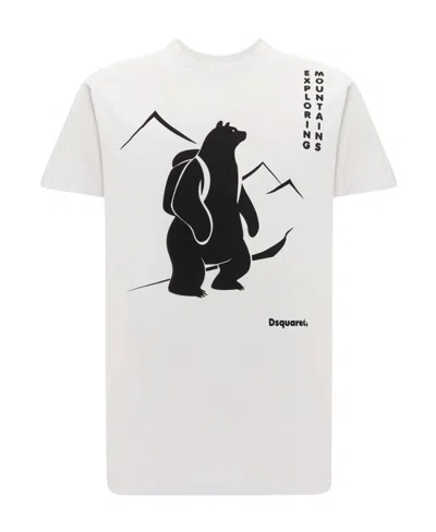 Dsquared2 Exploring Mountains Cotton T-shirt In Black