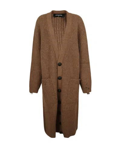 DSQUARED2 EXTRA-LONG DISTRESSED KNITTED CARDIGAN