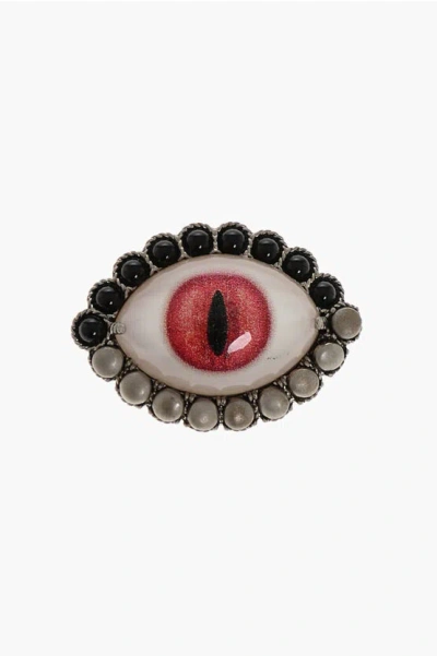 Dsquared2 Eye Shaped Brooch With Beads