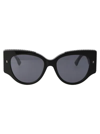 Dsquared2 D2 Cat-eye Acetate Sunglasses In 807t4 Black