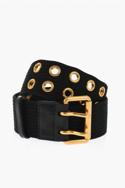 Dsquared2 Fabric Grommet Belt With Golden Details 50mm