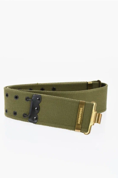 Dsquared2 Fabric Grommet Belt With Golden Details 55mm