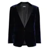 Dsquared2 Velvet Blazer With Front Pockets And Notch Lapel In Blue