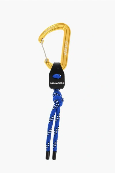 Dsquared2 Fabric Keychain With Maxi Carabiner In Gold