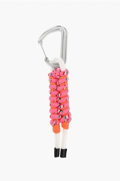 Dsquared2 Fabric Keyring With Oversized Carabiner In Pink