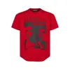 Dsquared2 D2 X Magliano Red Crewneck T-shirt With Maxi Print On The Front In Cotton Man In Red