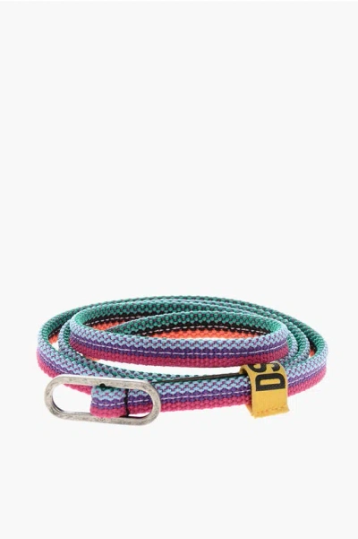 Dsquared2 Fabric Touch Of Color Belt With Silver-tone Buckle 10mm In Multi