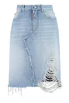 DSQUARED2 FADED BEAUTY DISTRESSED DENIM SKIRT FOR WOMEN