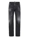 Dsquared2 Faded Black Straight Jeans With Ripped Detailing In Blue