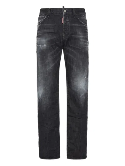 DSQUARED2 DSQUARED2 FADED BLACK STRAIGHT JEANS WITH RIPPED DETAILING