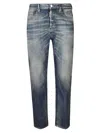 Dsquared2 Faded Blue Distressed Jeans With Five-pocket Design In Blue