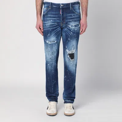 Dsquared2 Faded Blue Jeans With Rips And Splashes Men