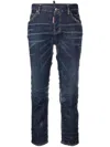 Dsquared2 Faded Blue Skinny Jeans With Five-pocket Design In Blue