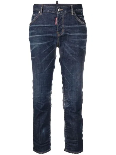 Dsquared2 Faded Blue Skinny Jeans With Five-pocket Design