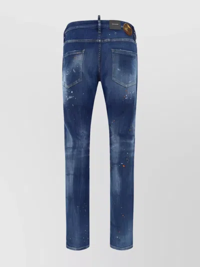 Dsquared2 Faded Cotton Jeans With Paint Spots In Blue