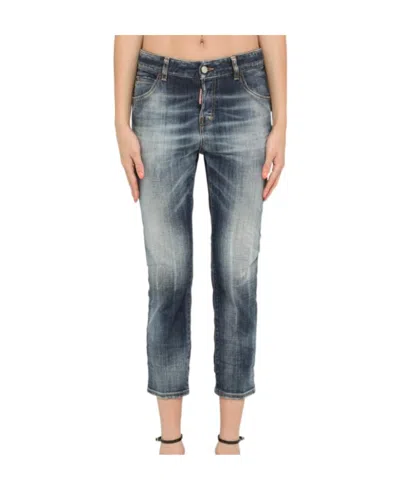 Dsquared2 Faded Cropped Jeans In Gray